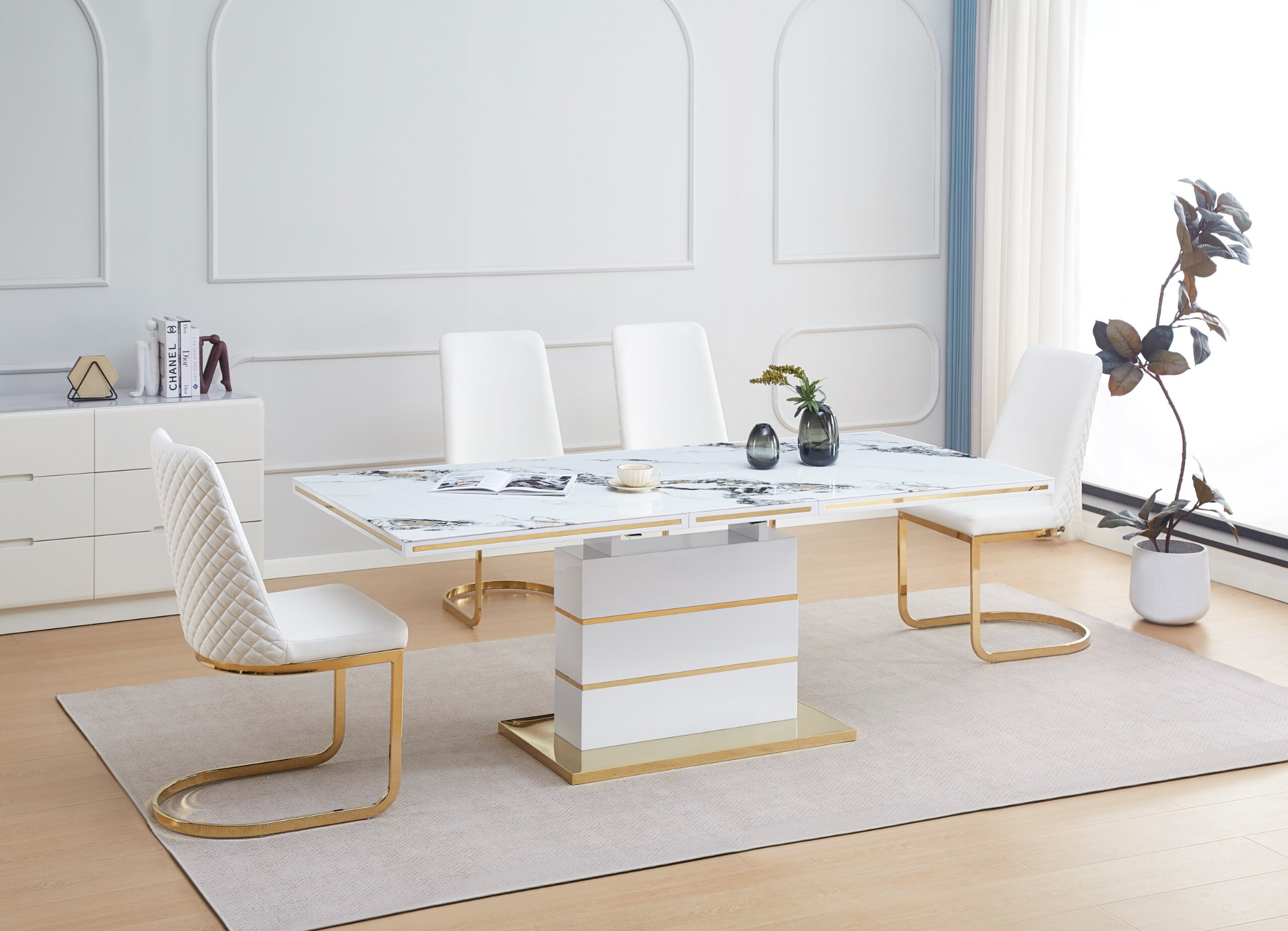 White & Gold Dining